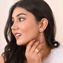 Rose Gold-Plated Grape Cluster Earrings with Cubic Zirconia – Blush Pink Elegance in 925 Sterling Silver-Model
