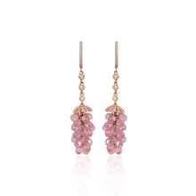 Rose Gold-Plated Grape Cluster Earrings with Cubic Zirconia – Blush Pink Elegance in 925 Sterling Silver