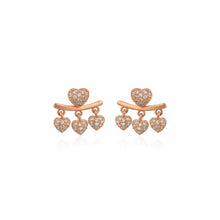 Rose Gold Heart Drop Earrings in 925 Sterling Silver with Cubic Zirconia – Sweet Sparkle, Timeless Charm