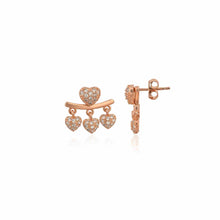 Rose Gold Heart Drop Earrings in 925 Sterling Silver with Cubic Zirconia – Sweet Sparkle, Timeless Charm