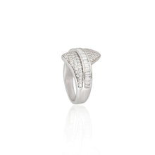 Silver Hug Ring with Baguette & Round Cubic Zirconia