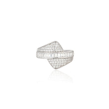 Silver Hug Ring with Baguette & Round Cubic Zirconia