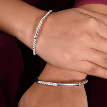 Graceful Silver and Cubic Zirconia Bangles Perfect for Gifting-in Hands-Model
