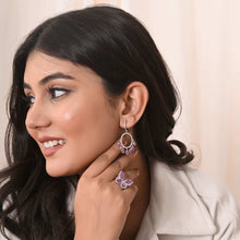 Sparkling Oval Drop Earrings with Pink Cubic Zirconia in 925 Sterling Silver – Glamour Meets Grace-Model