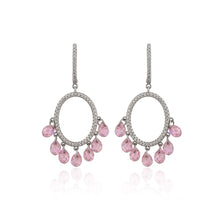 Sparkling Oval Drop Earrings with Pink Cubic Zirconia in 925 Sterling Silver – Glamour Meets Grace