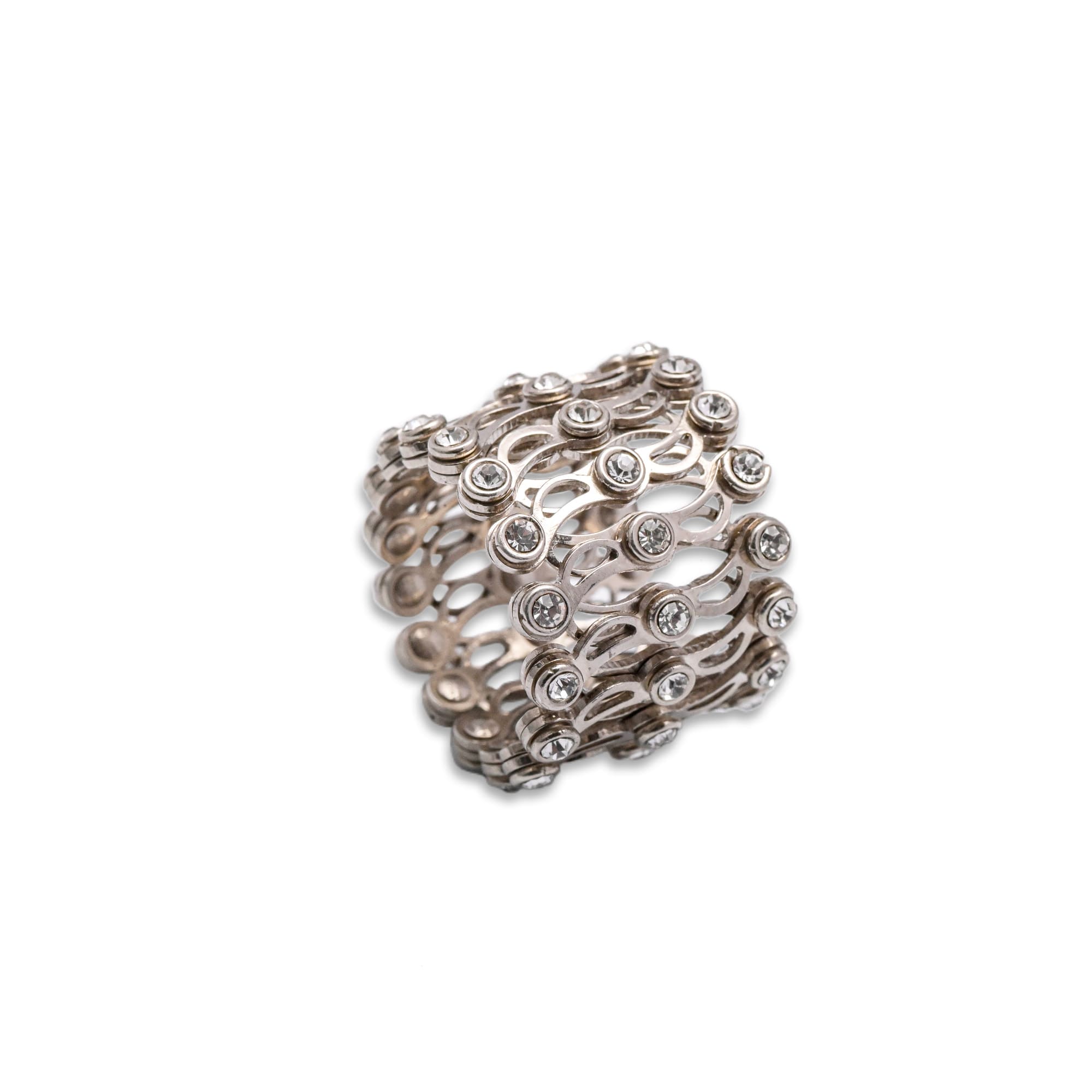 Stylish Flexible 925 Sterling Silver Ring Cum Bracelet with Sparkling Stones – Elegant, Versatile & Hypoallergenic