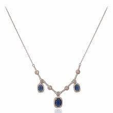 Timeless Royalty Silver Necklace with Blue & White Cubic Zirconia – Elegant Glamour Redefined