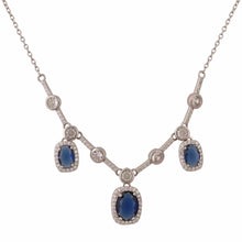Timeless Royalty Silver Necklace with Blue & White Cubic Zirconia – Elegant Glamour Redefined