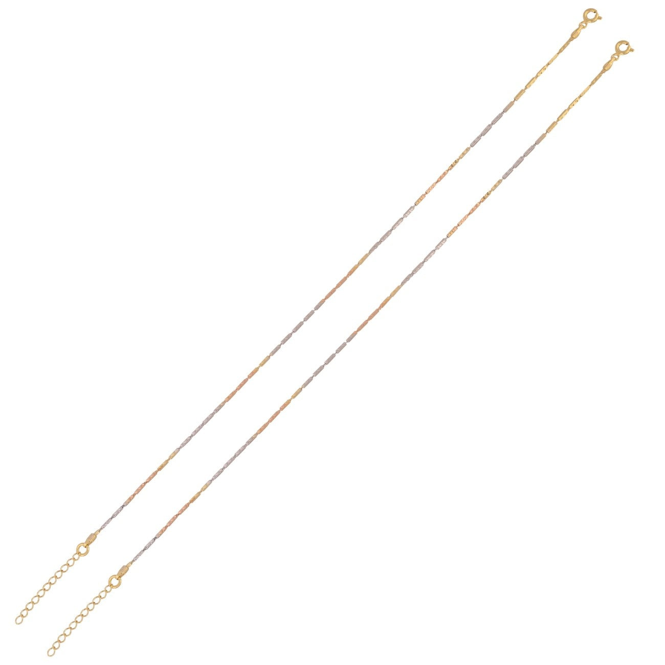 Tricolor 925 Sterling Silver Anklets with Cubic Zirconia – Dainty Sparkle for Your Every Step