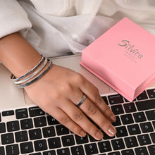 Twisted Silver Cable Bangle in  925 Sterling Silver-In hand-Model