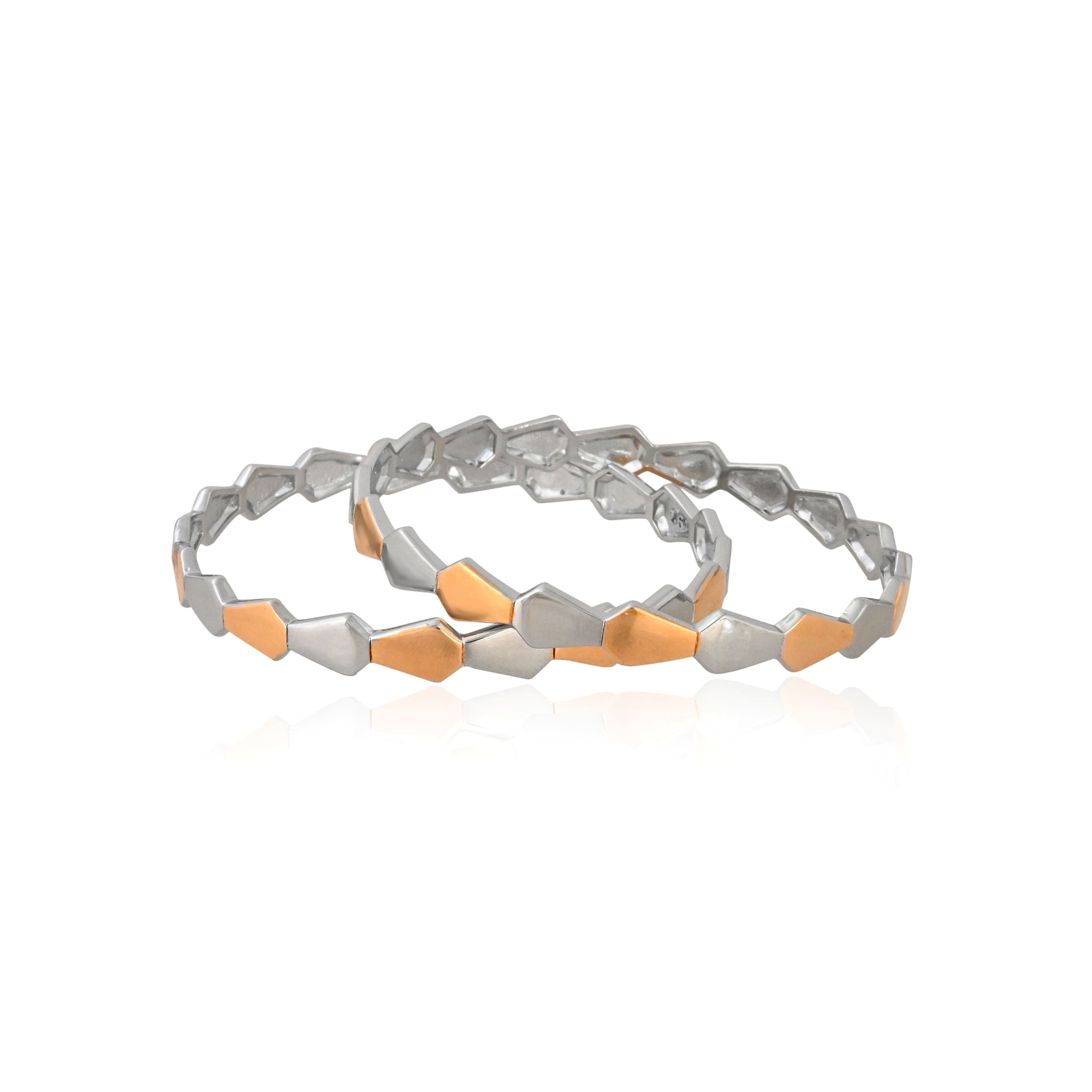 Contemporary Two-Tone 925 Sterling Silver Bangles for Women