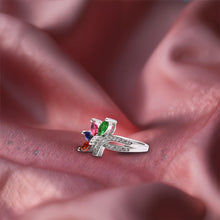 Whimsical Bloom: Multicolor Cubic Zirconia 925 Sterling Silver Ring for Women