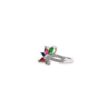 Whimsical Bloom: Multicolor Cubic Zirconia 925 Sterling Silver Ring for Women