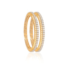 Yellow Gold Plated Bangles in 925 Sterling Silver with Cubic Zirconia for Women
