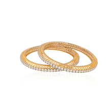 Yellow Gold Plated Bangles in 925 Sterling Silver with Cubic Zirconia for Women
