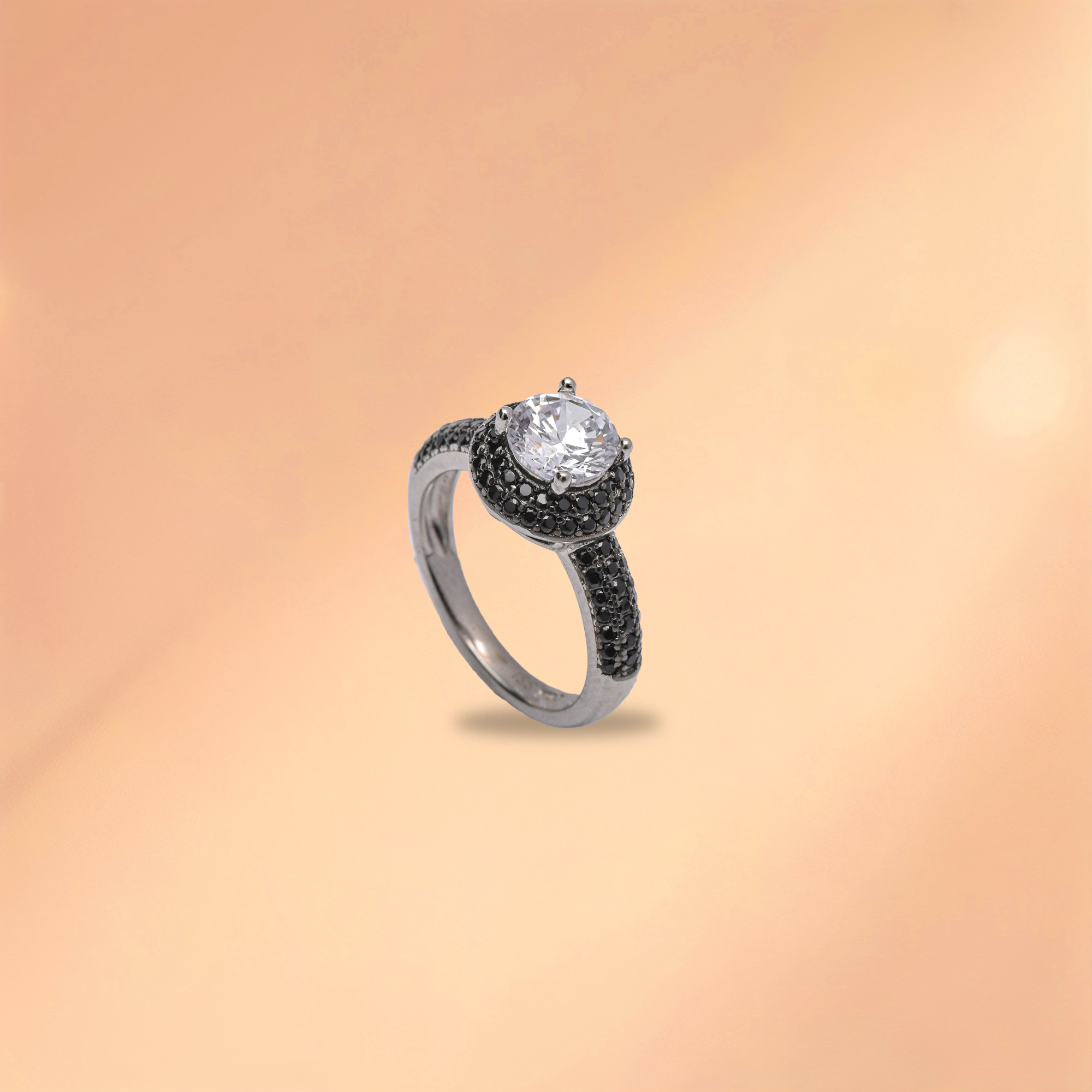 The Black & White Silver Ring For Women