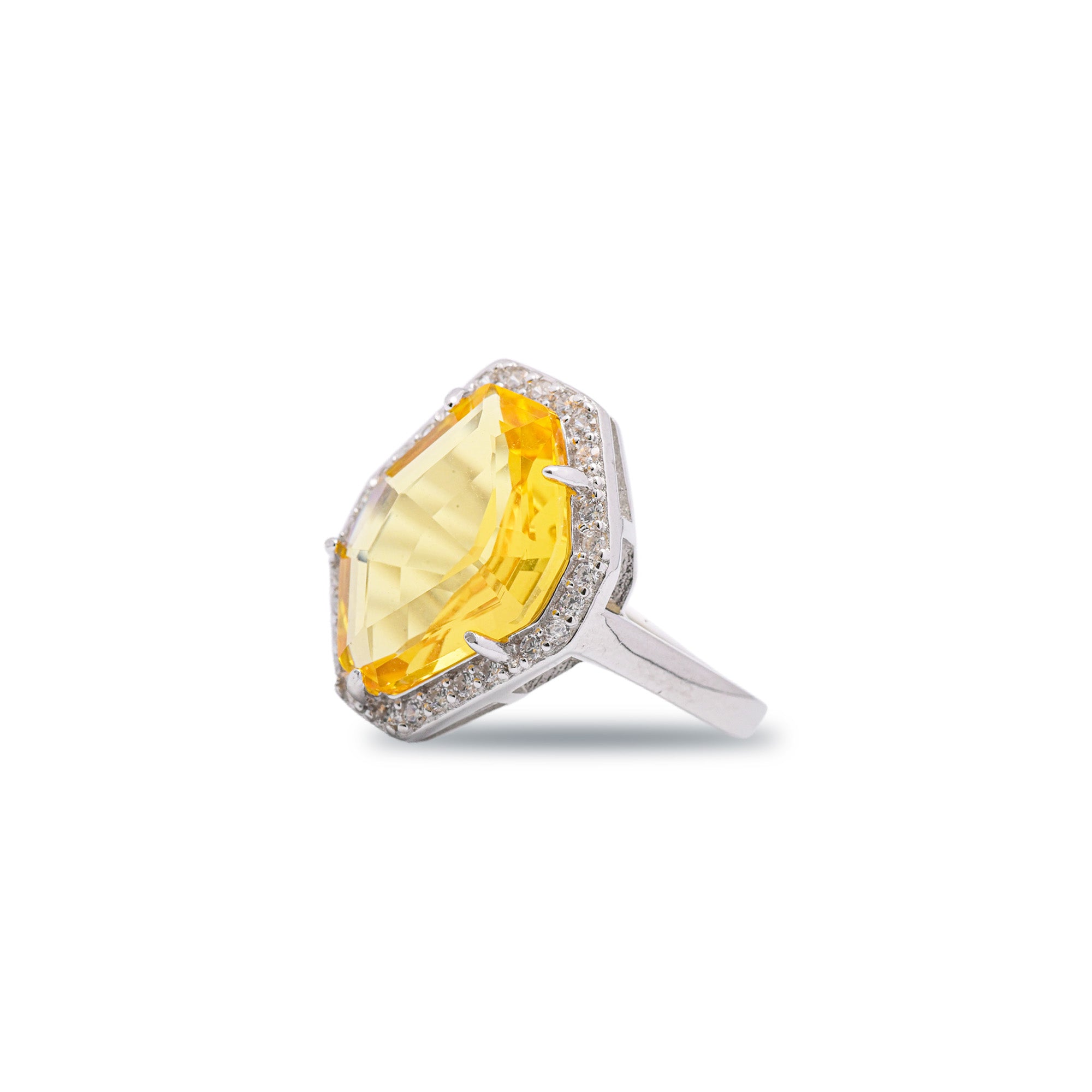 The Yellow Haze Unshaped Stone Women Ring